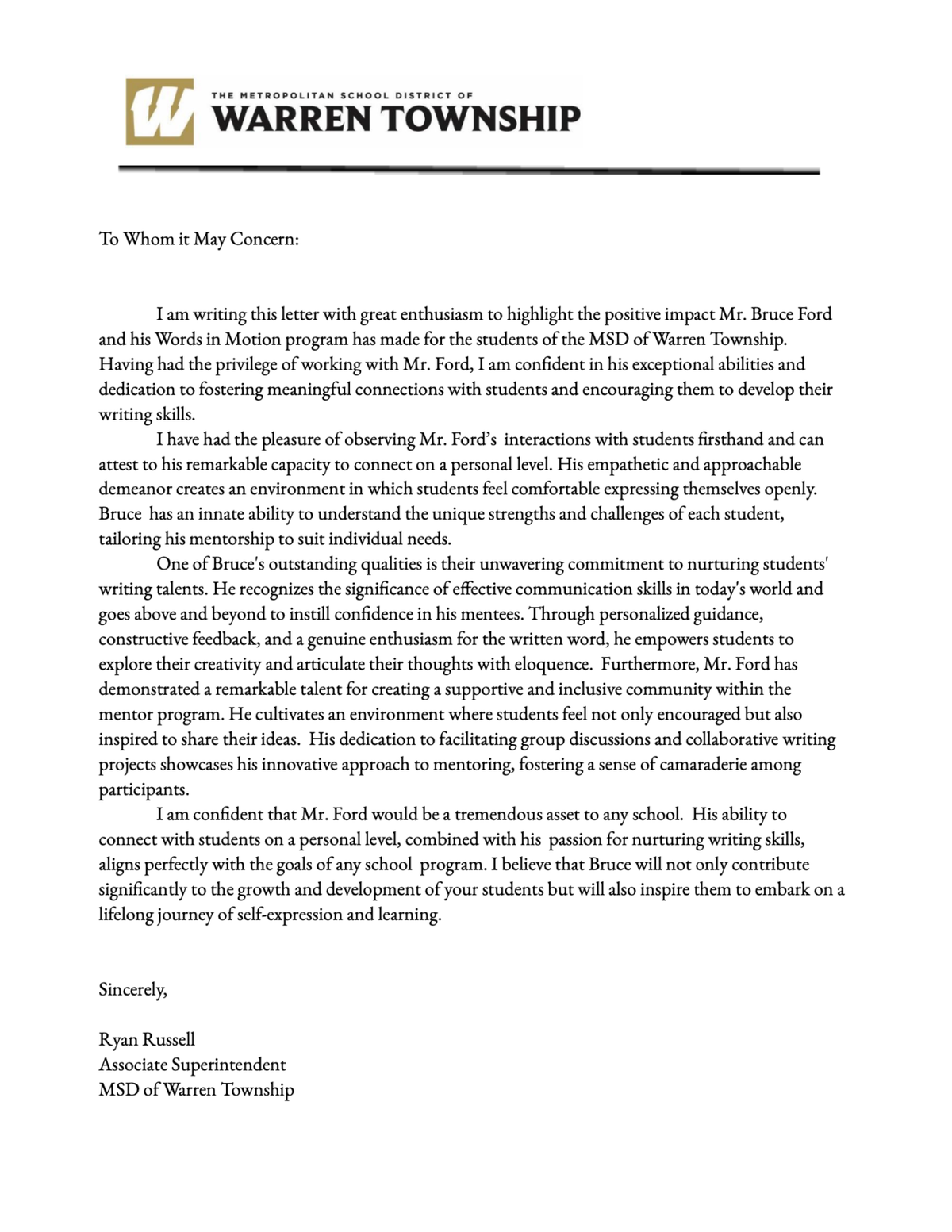 Words In Motion: Leadership Poetic Poetry Program